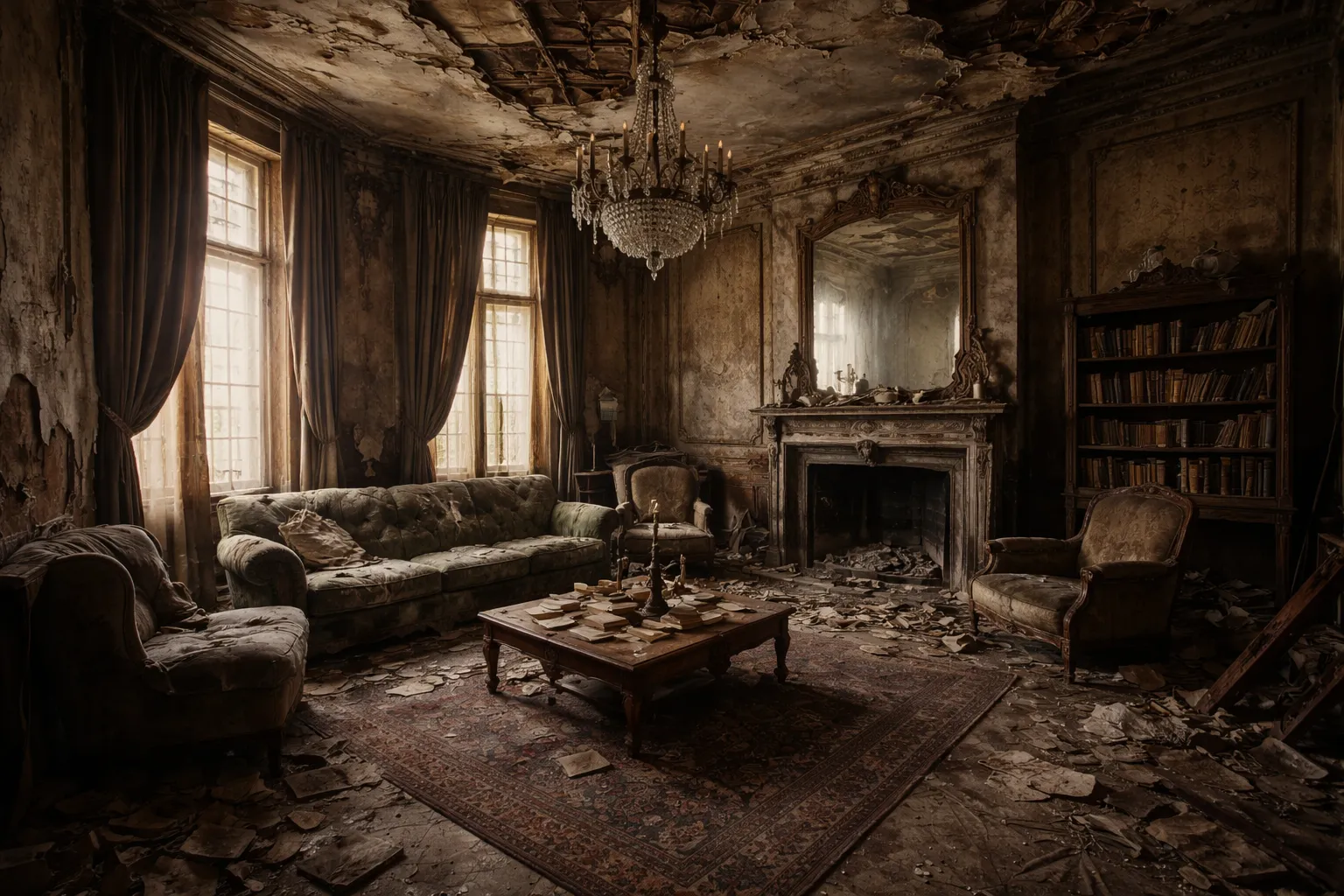 Verlaten kamer in verval