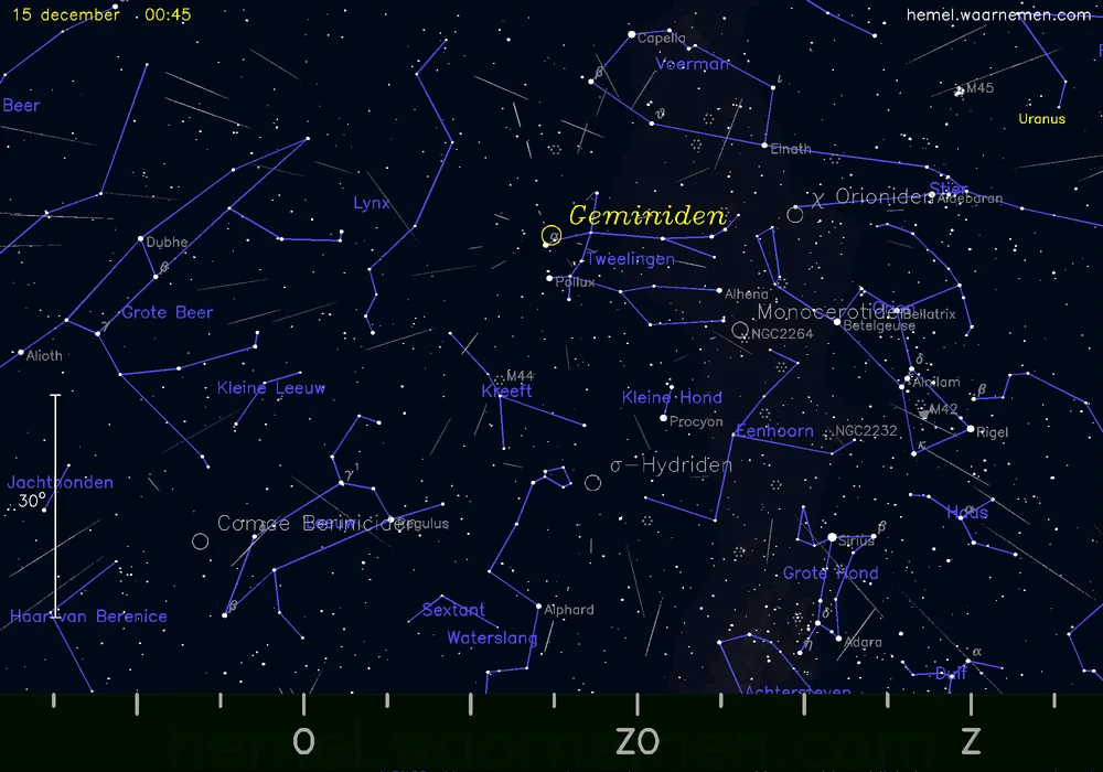 geminiden 2023 hemelkaart