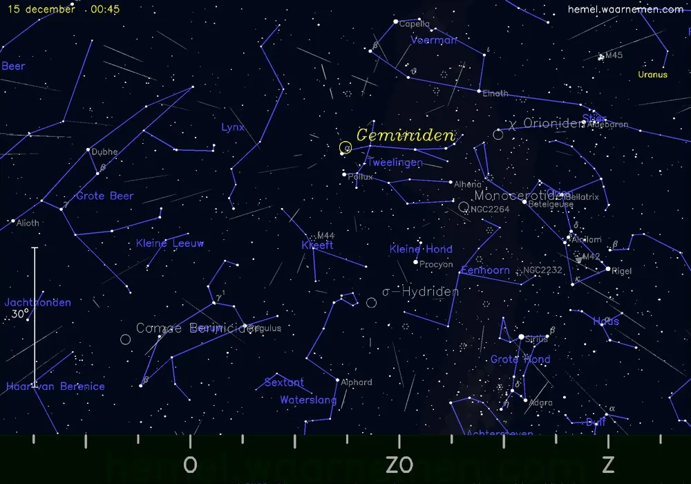 geminiden 2023 hemelkaart