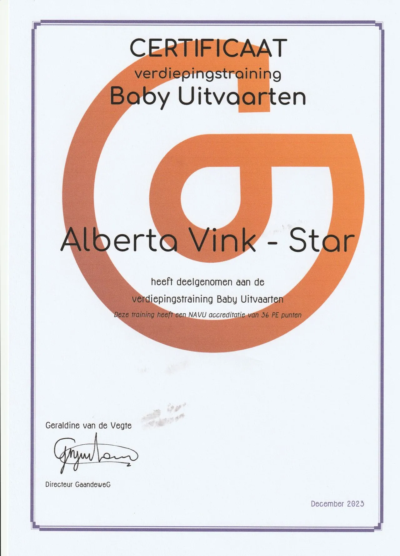 certificaat baby uitvaarten