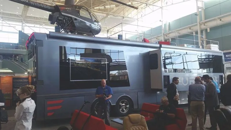 ces 2017 furrion elysium luxury rv comes with a mini helicopter