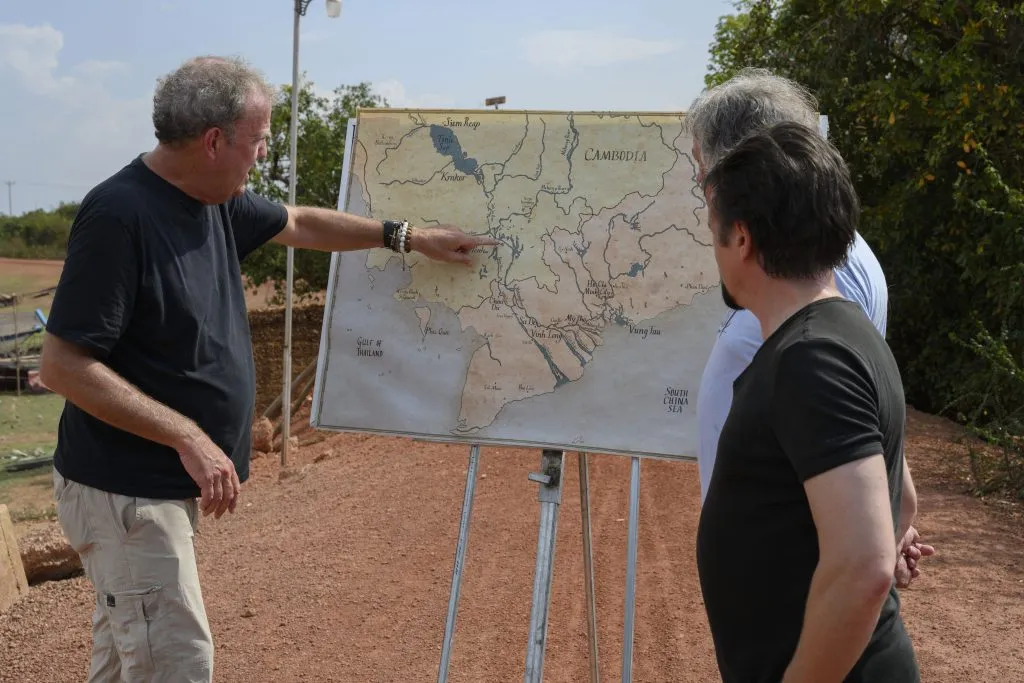 jeremy clarkson richard hammond and james may map out their journey 1024x683