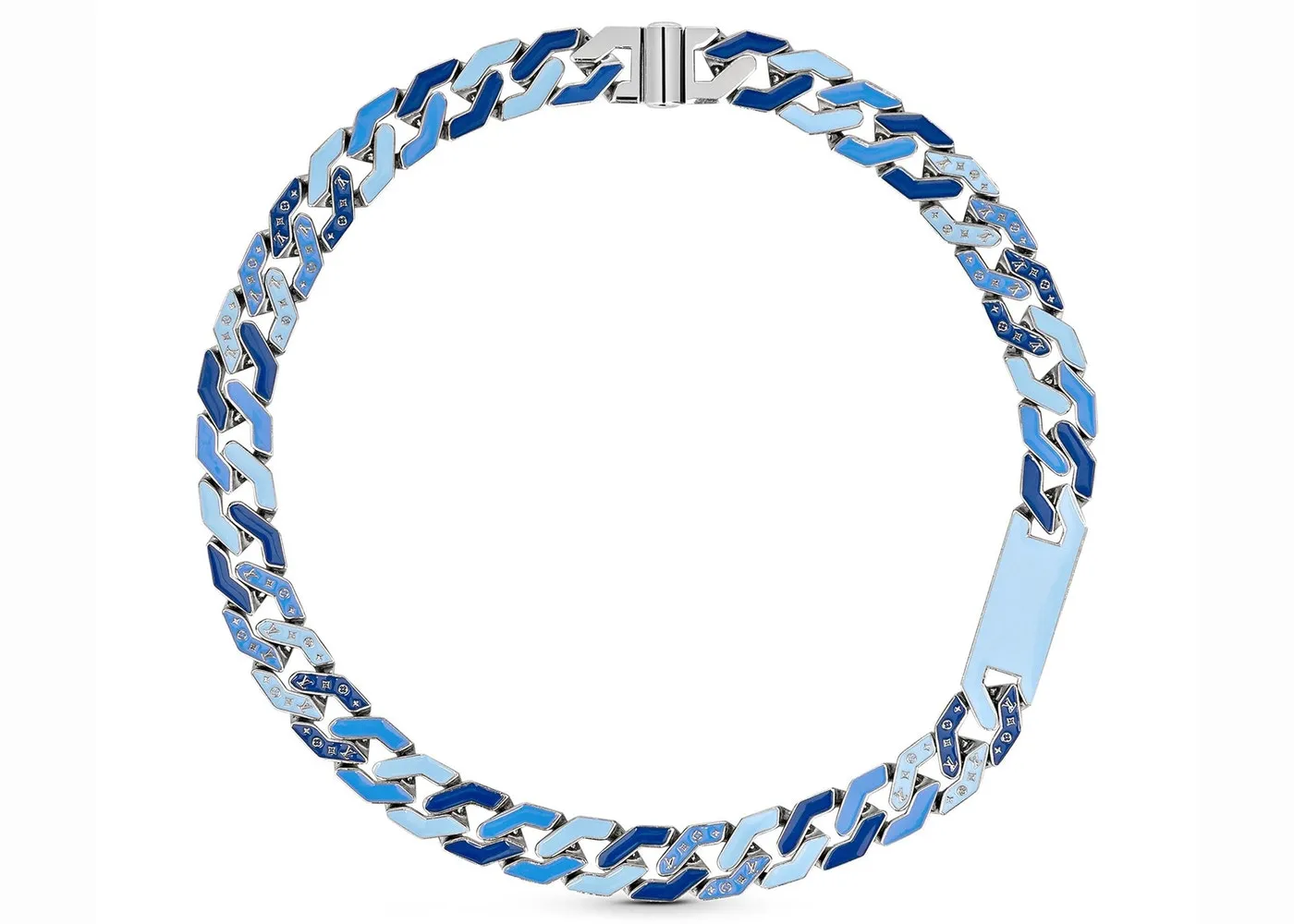 louis vuitton cuban chain necklace blue v1