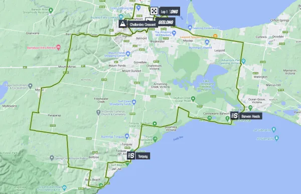 Karte Cadel Evans Great Ocean Road Race 2024 Route und Rundkurs<br>