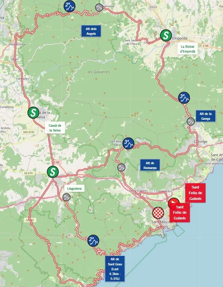 Karte schematische Route mit Rundkursen