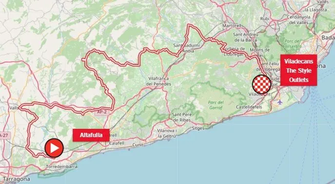 Karte Volta a Catalunya 2024 Etappe 5 schematische Route<br>