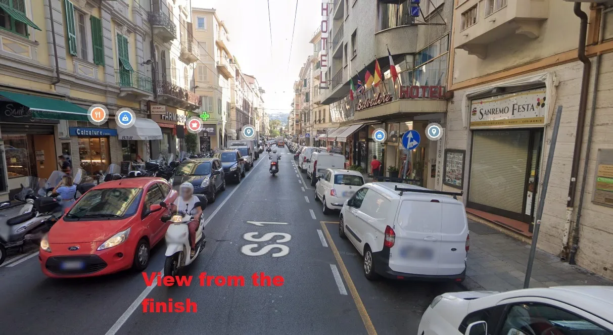 Bild Zielbereich Milano-Sanremo normale Straße in der Innenstadt&lt;br&gt;