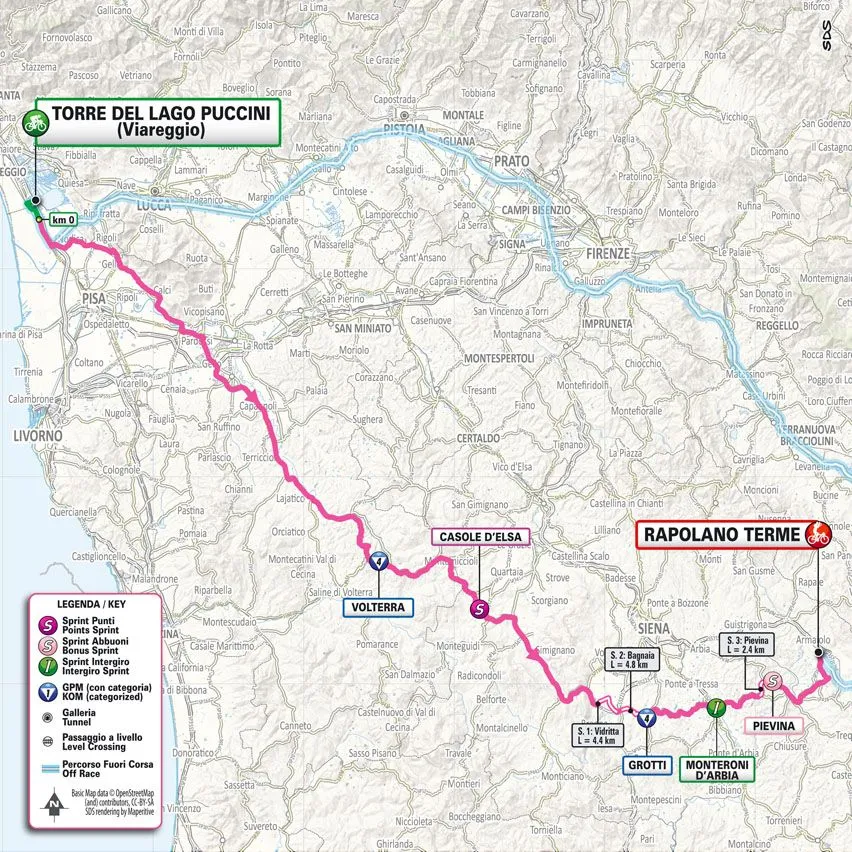 Karte Giro d'Italia 2024 Etappe 6 schematische Route&amp;lt;br&amp;gt;