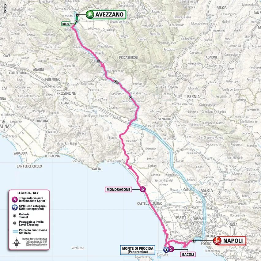 Karte Giro d'Italia 2024 Etappe 9 schematische Route&amp;lt;br&amp;gt;