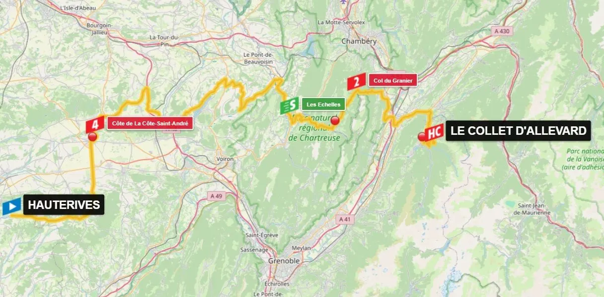 Karte Critérium du Dauphiné 2024 Etappe 6&nbsp;