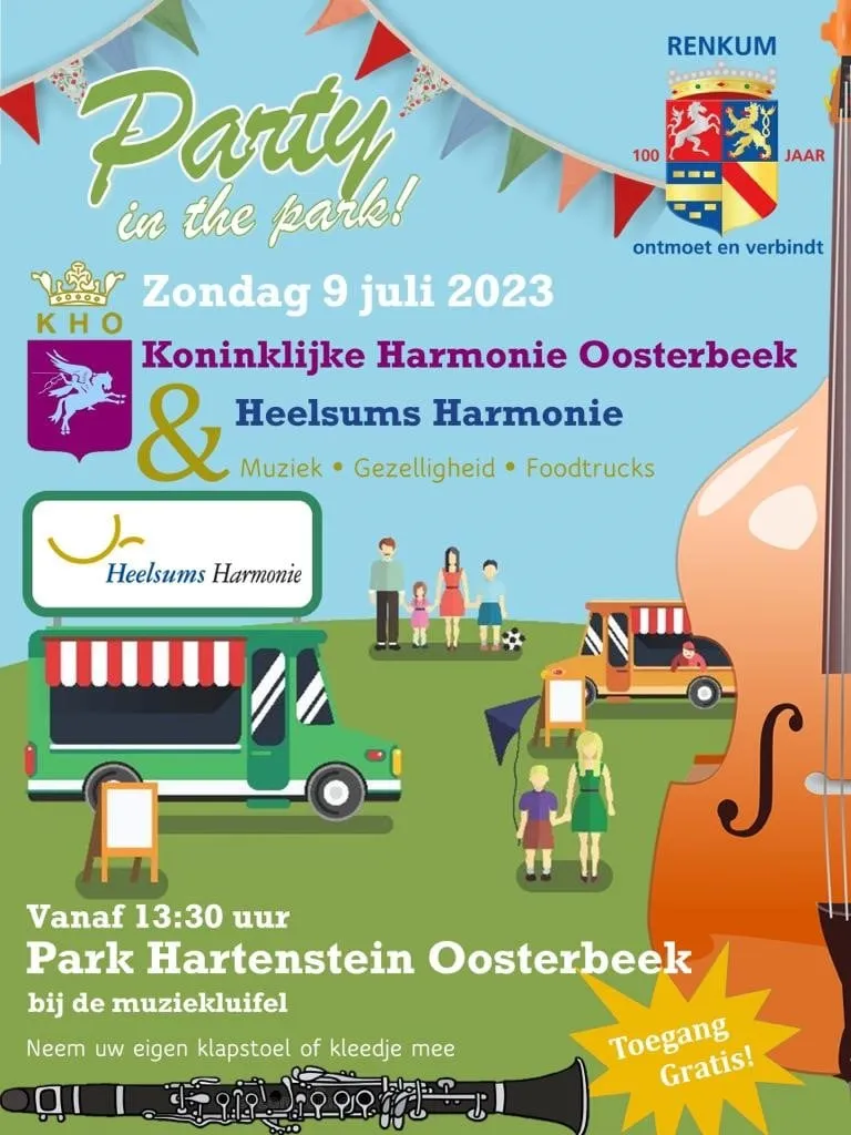 party in the park zondag 9 juli 2023 poster