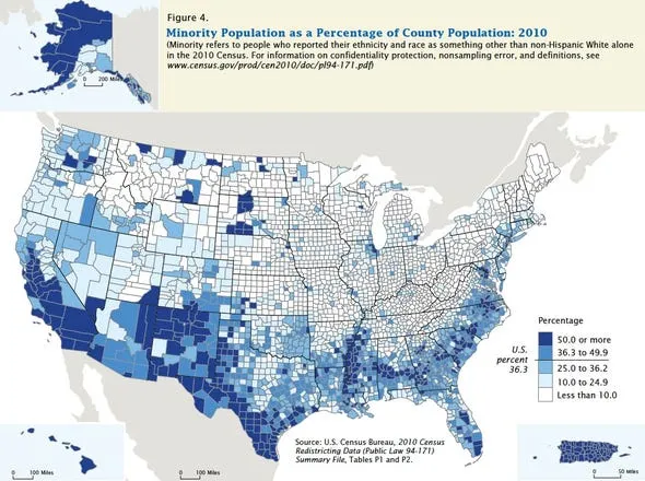64 percent of americans are white white people dominate in northern and inner states