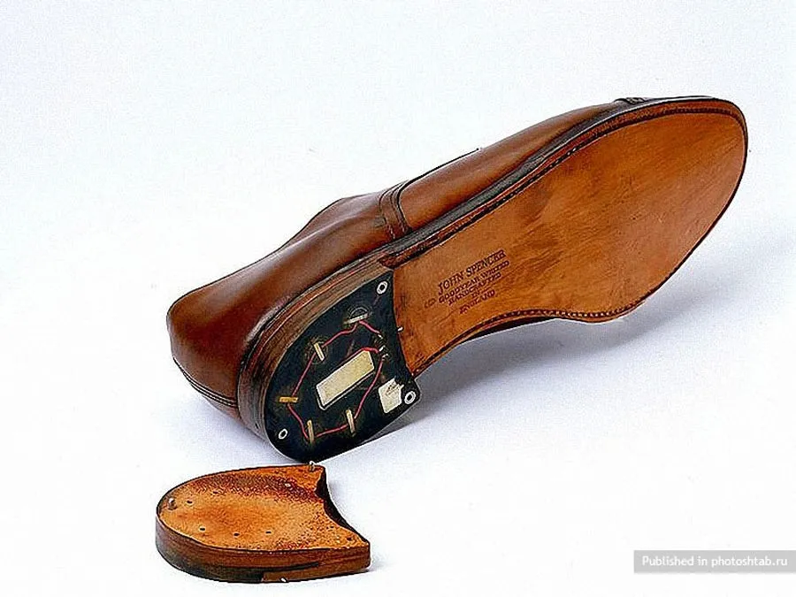 a transmitter hidden in the heel of a shoe