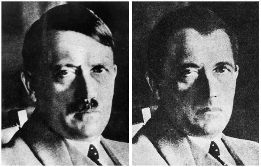 hitler without a mustache and a widows peak hairstyle