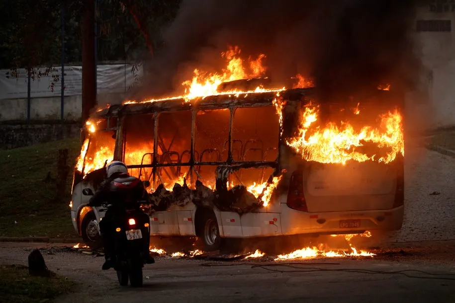 more buses burn around the city