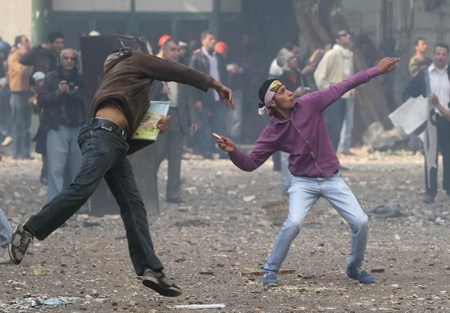 protesters hurl rocks at soldiers