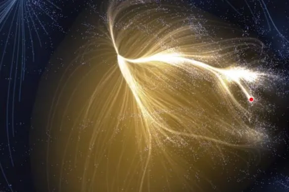 that red dot is where our galaxy lives within a supercluster of galaxies called laniakea meaning immeasurable heaven well leave you with these eloquent words from sagan we are like butterflies who flutter for a day and think it is forever 584x387