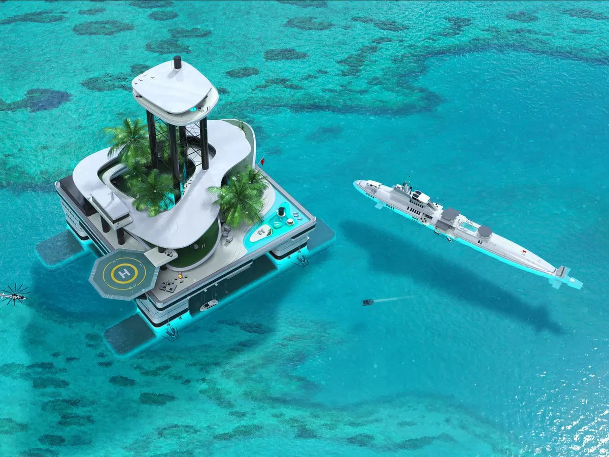the owners penthouse sits 260 feet above sea level with two elevators a glass bottomed jacuzzi a private beach club and ocean views