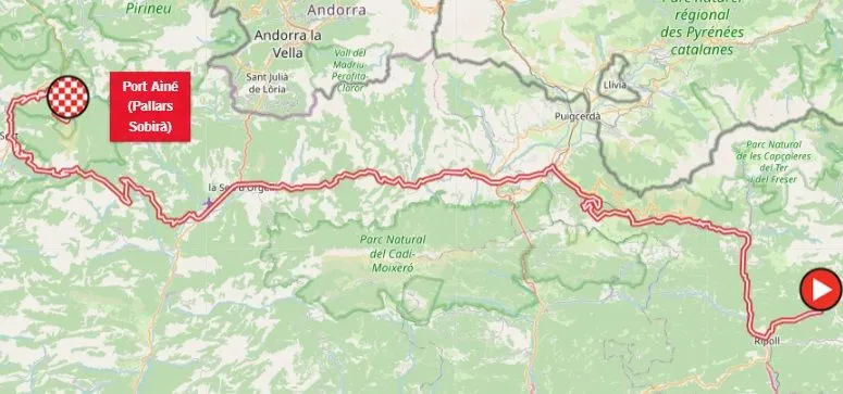 Kaart Volta a Catalunya 2024 etappe 3&nbsp;