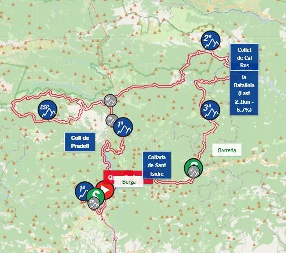 Kaart Volta a Catalunya 2024 etappe 6&nbsp;