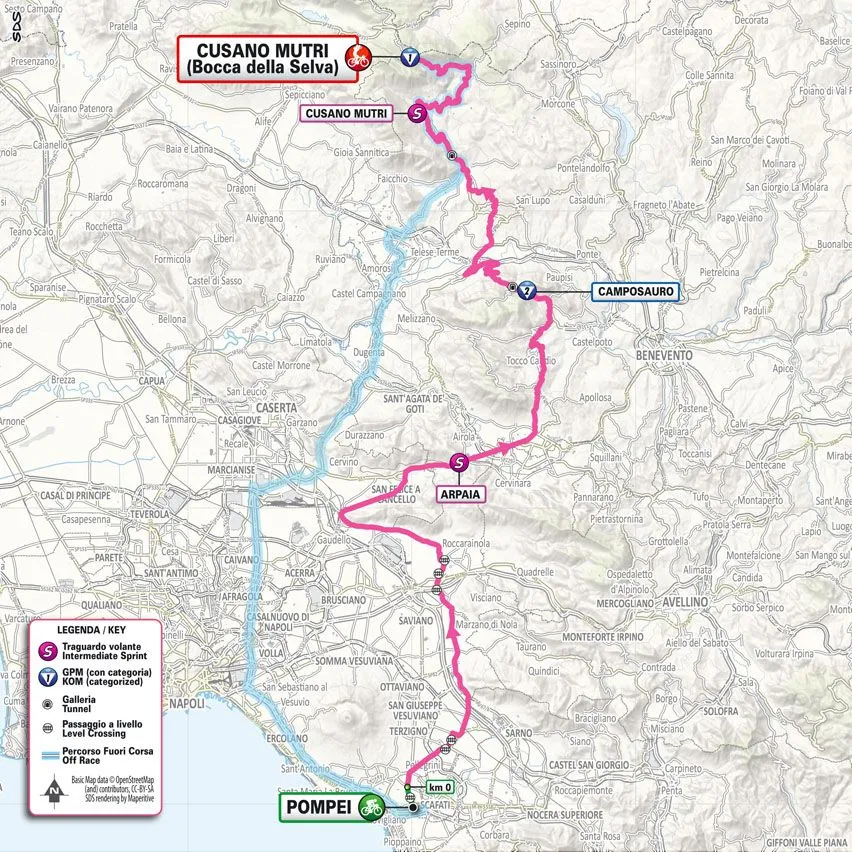 Kaart Giro d'Italia 2024 etappe 10