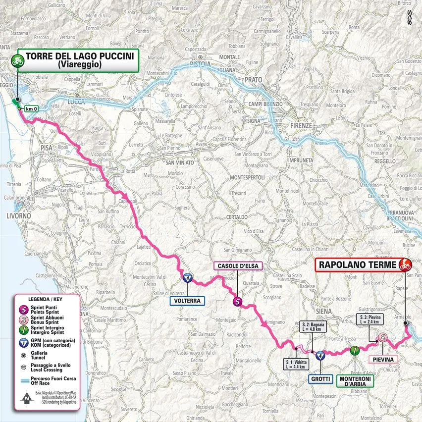 Kaart Giro d'Italia 2024 etappe 6