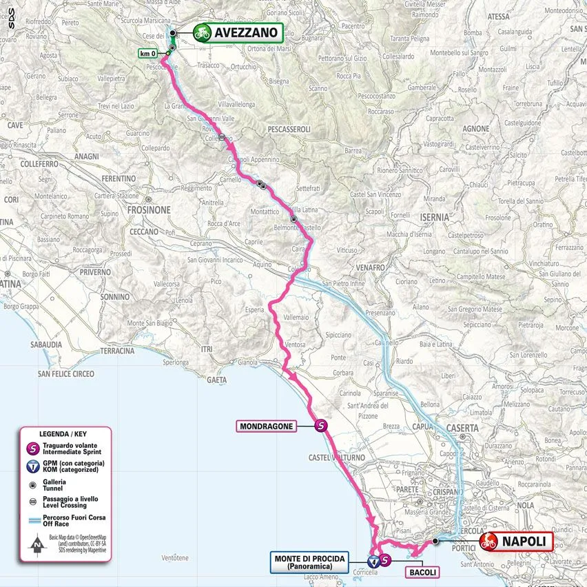 Kaart Giro d'Italia 2024 etappe 9