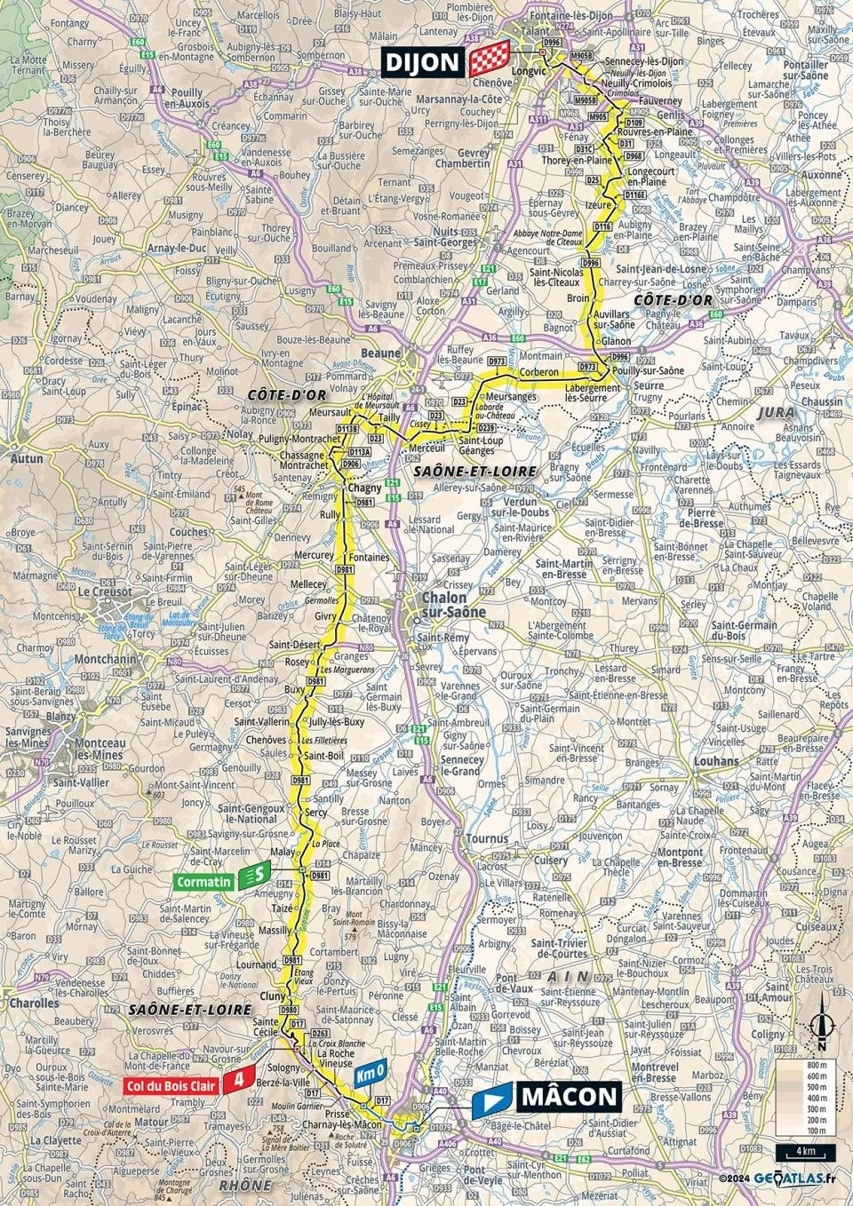 Kaart Tour de France 2024 etappe 6