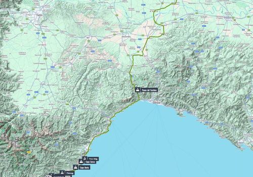 Map of the 2026 Milano-Sanremo