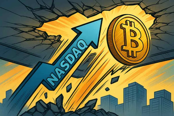 Nasdaq en Bitcoin die stijgen