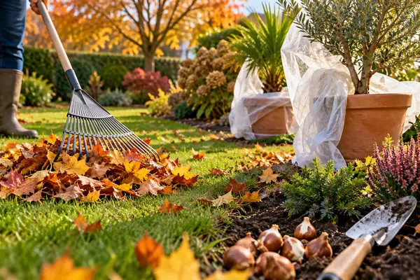 Autumn Garden Raking and Planting