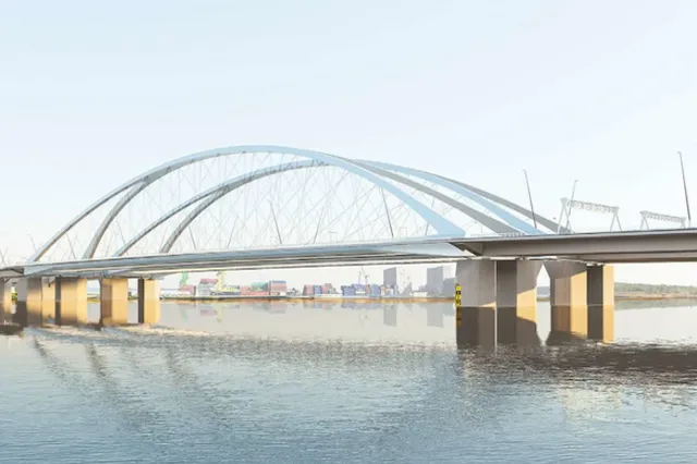 Nieuwe Merwedebrug verrijst op werkeiland bij Gorinchem