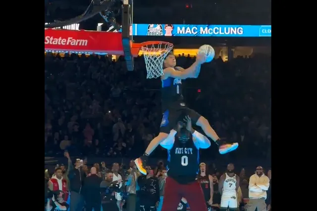 VIDEO: Mac Mcclung dunks over Shaquille O'Neal to win Slam Dunk All-Star Contest