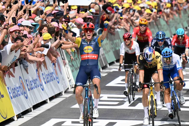 Mads Pedersen arrasa en el esprint final de la 1ª etapa del Criterium du Dauphiné 2024; Iván García Cortina, 7º