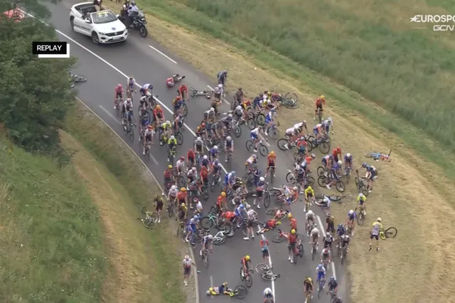 VIDEO: Tour de France neutralized after mass crash at start of stage 14