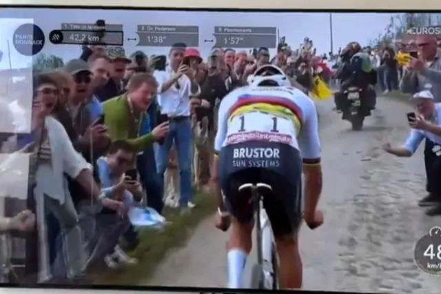 VIDEO: More crowd trouble for Mathieu van der Poel with something seemingly thrown at him during Paris-Roubaix