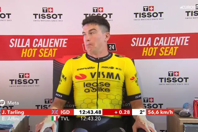 VIDEO: Edoardo Affini's brilliant reaction as Joshua Tarling narrowly misses out on fastest time in 2024 Vuelta a Espana opener