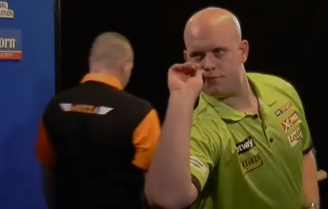 VIDEO: Van Gerwen produced two nine-dart finishes in one match against next World Championship opponent