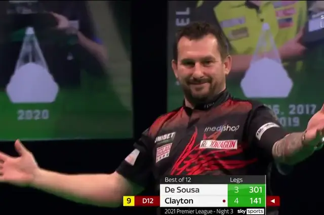 VIDEO: In-form Clayton produces first nine-dart finish of 2021 Premier League Darts during debut campaign