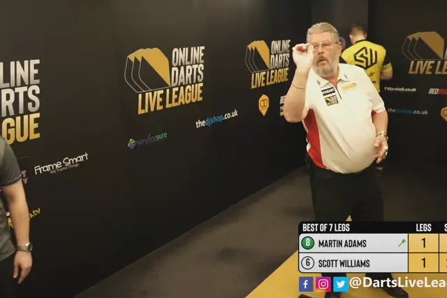 VIDEO: Adams hits nine-dart finish again in Online Darts Live League