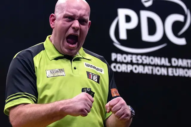 Van Gerwen recovers to seal first European Tour title since 2019 with German Darts Championship win against Cross