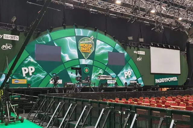 Die neue Bühne bei der Darts Weltmeisterschaft ist ... grün mit weißen Blitzen