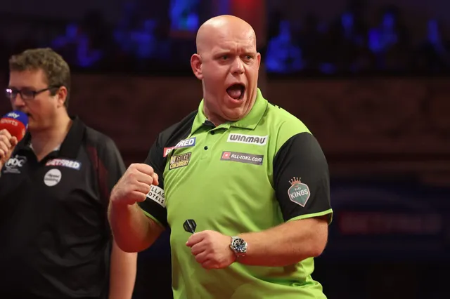 Michael van Gerwen houdt Gian van Veen na beslissende leg van eerste Euro Tour-titel af