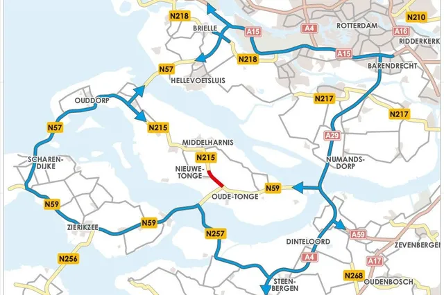 N215 bij Nieuwe-Tonge komend weekend dicht