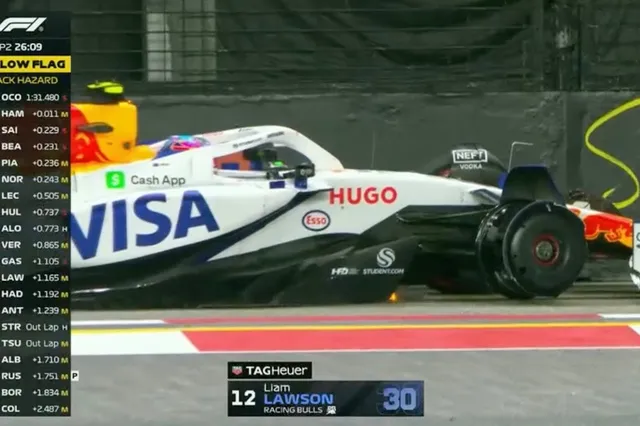 Back-to-back red flags in Singapore: Lawson hits the wall!