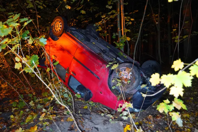 Automobilist beland op zijn kop in de struiken