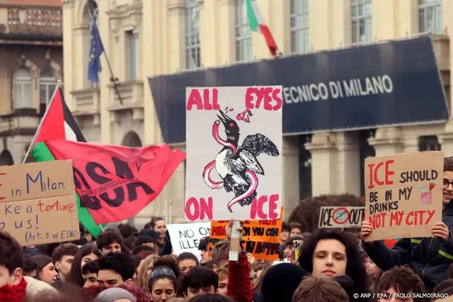 Protest in Milaan tegen aanwezigheid ICE bij Olympische Spelen