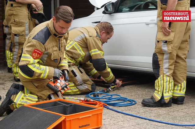 Brandweer uur bezig met bevrijden van een kat op de Kastanjelaan