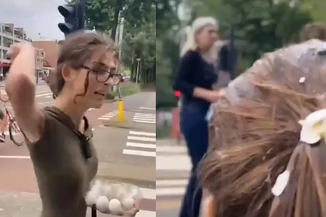 Amsterdam: Meisje valt klimaatactivisten met eieren aan: "Zijn die eieren vegan!?" (VIDEO)