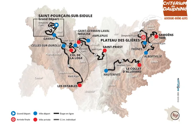 Jonas Vingegaard, Primoz Roglic und Remco Evenepoel messen sich auf 5 Bergankünften - Brutale Strecke des Criterium du Dauphiné 2024 enthüllt